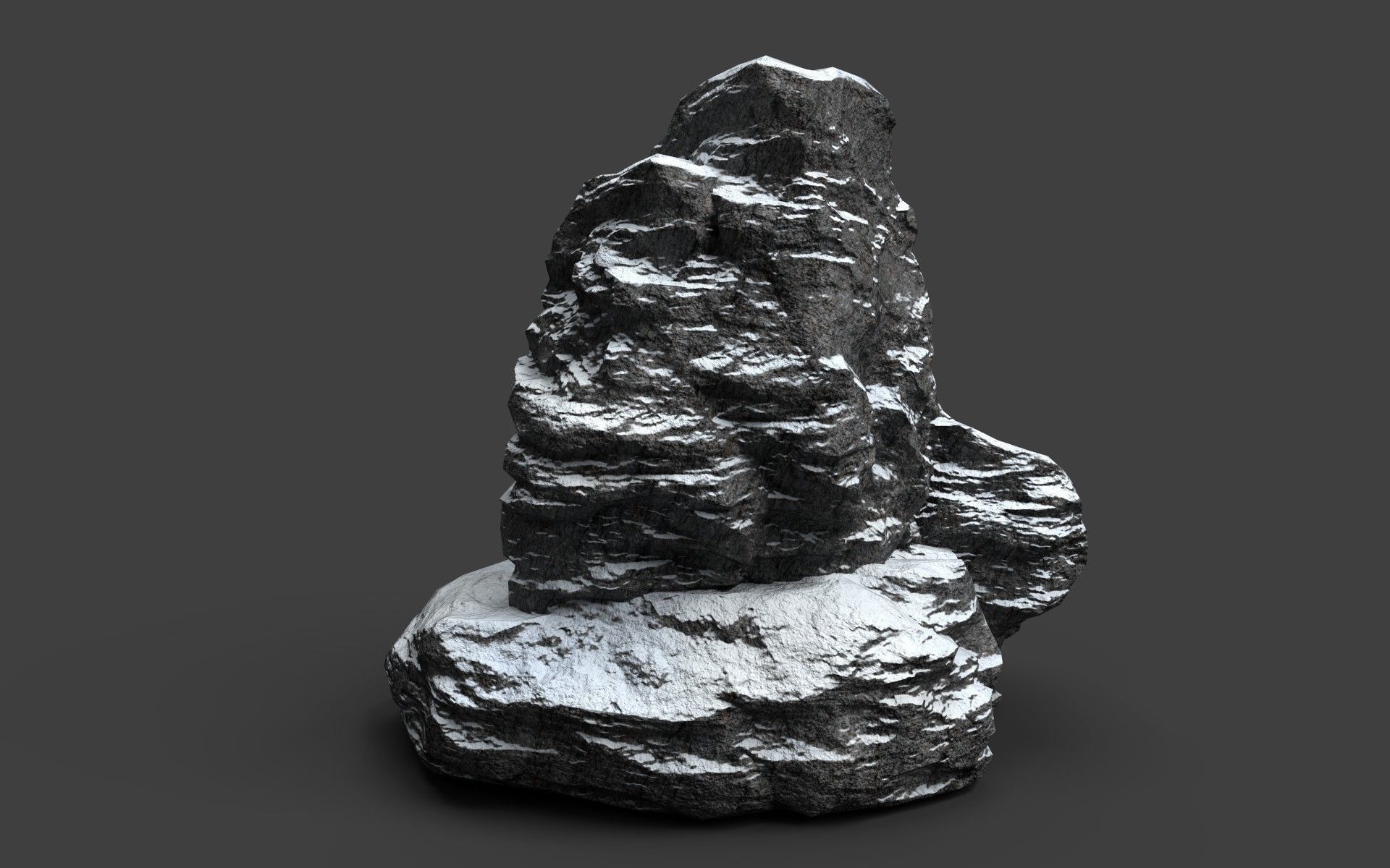 Snowy Rock 4-3 Low-poly 3D model_3