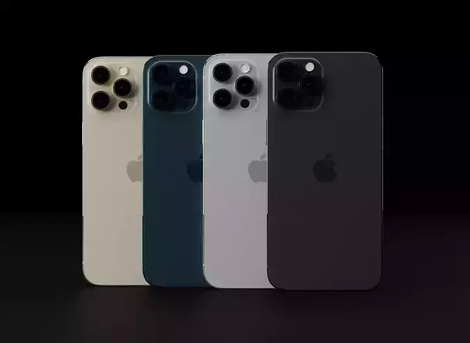 Apple iPhone 12 Pro Max in all Official Colors and Dimensions Low-poly 3D model