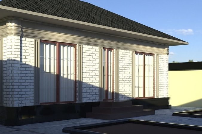 Klassik house with swimming pool 3D model