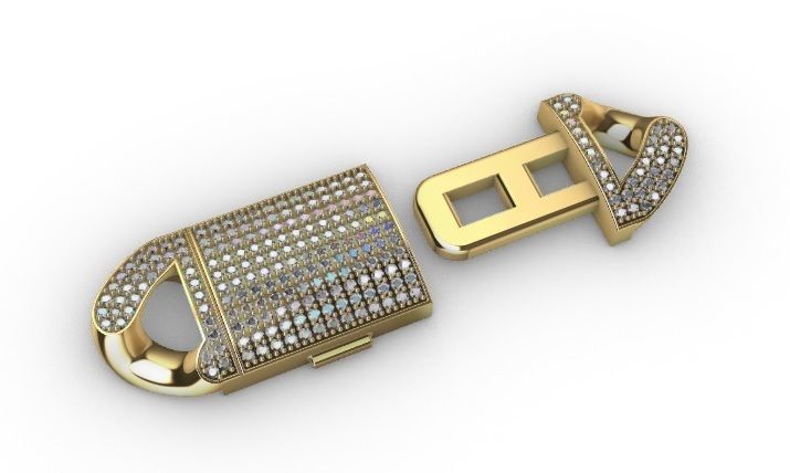 16 MM MIAMI CUBAN LINK CHAIN 3 ROWS DIAMOND BRACELET NECKLACE 3D print model_7