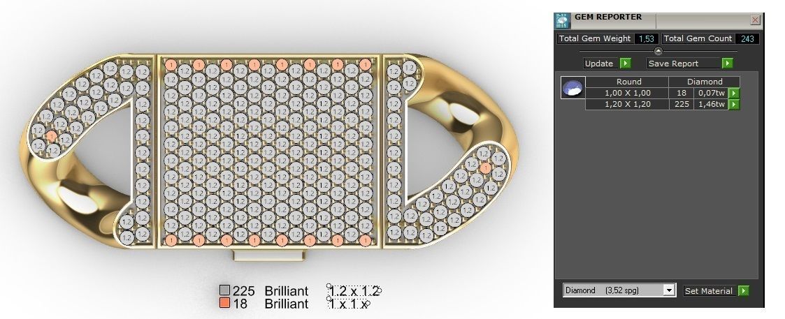 16 MM MIAMI CUBAN LINK CHAIN 3 ROWS DIAMOND BRACELET NECKLACE 3D print model_15