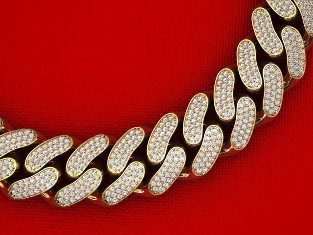 16 MM MIAMI CUBAN LINK CHAIN 3 ROWS DIAMOND BRACELET NECKLACE 3D print model_3