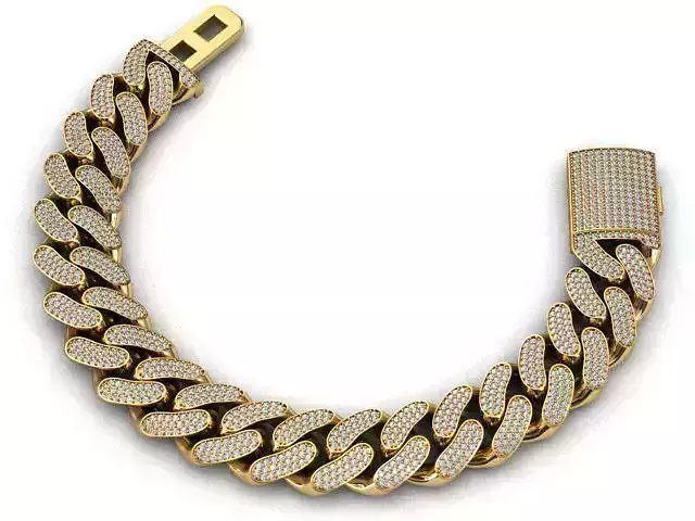 16 MM MIAMI CUBAN LINK CHAIN 3 ROWS DIAMOND BRACELET NECKLACE  3D print model