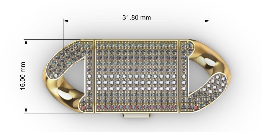 16 MM MIAMI CUBAN LINK CHAIN 3 ROWS DIAMOND BRACELET NECKLACE 3D print model_12