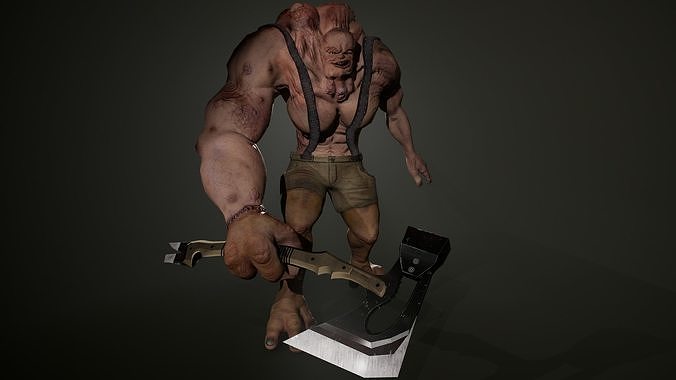 Eater monster holding knife Low-poly 3D model
