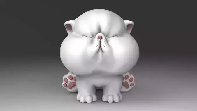 Sleepy The Chubbiest Cheeks Cat 3D print model