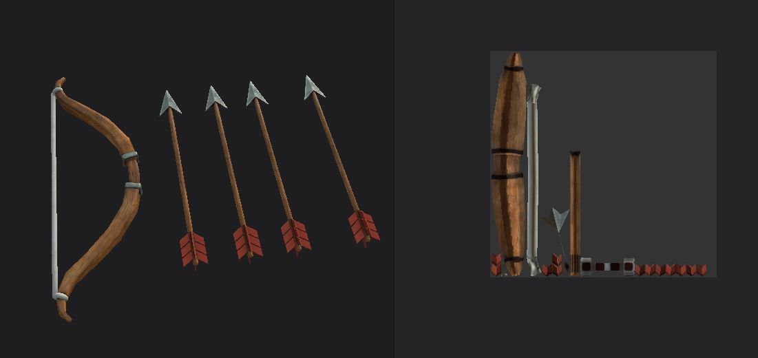 Arrow bow and set Low-poly 3D model_16