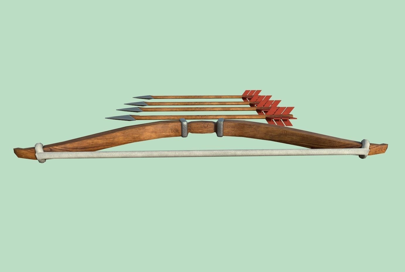 Arrow bow and set Low-poly 3D model_2