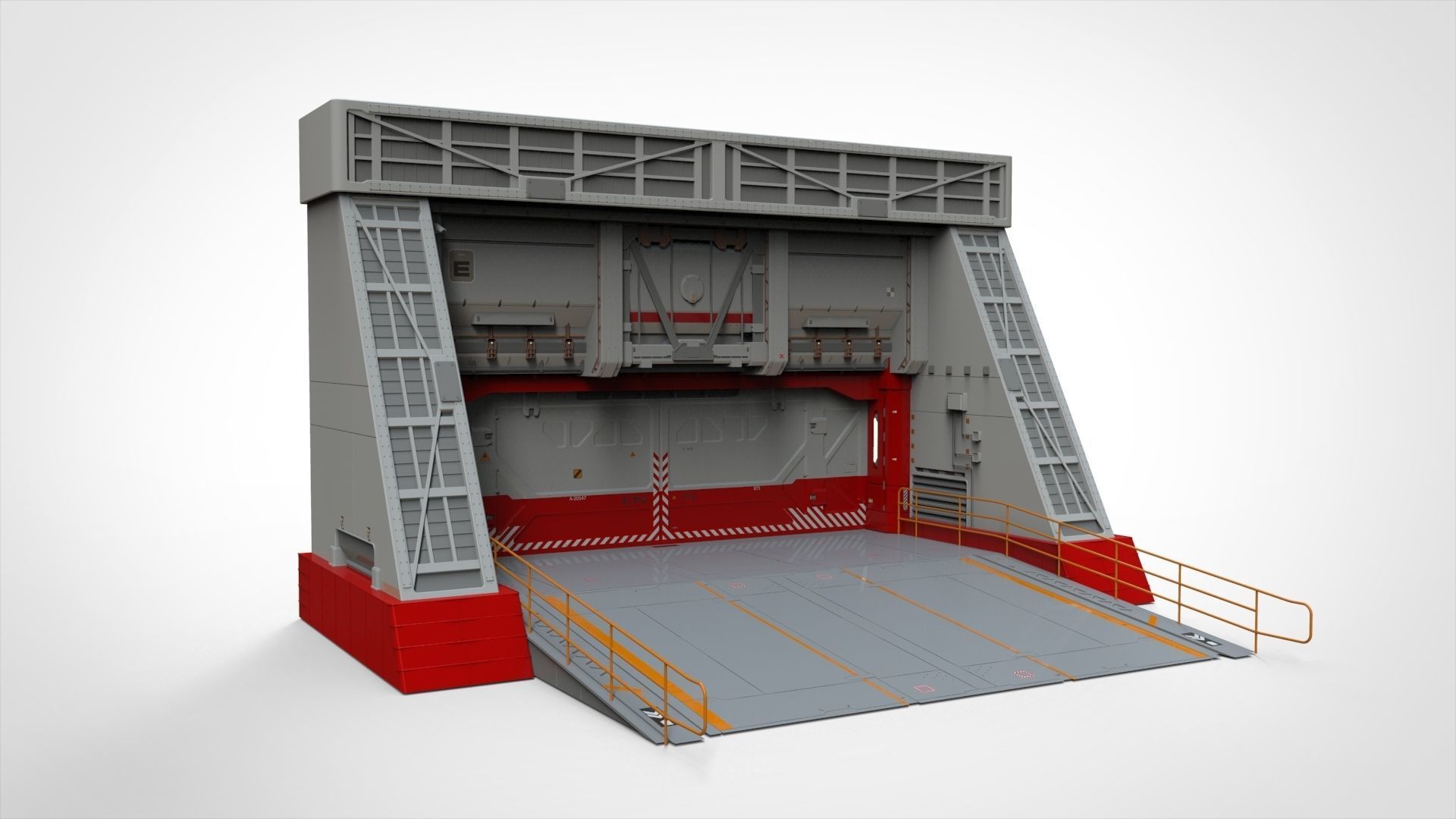 antinuclear gate with a ramp 3D model_2