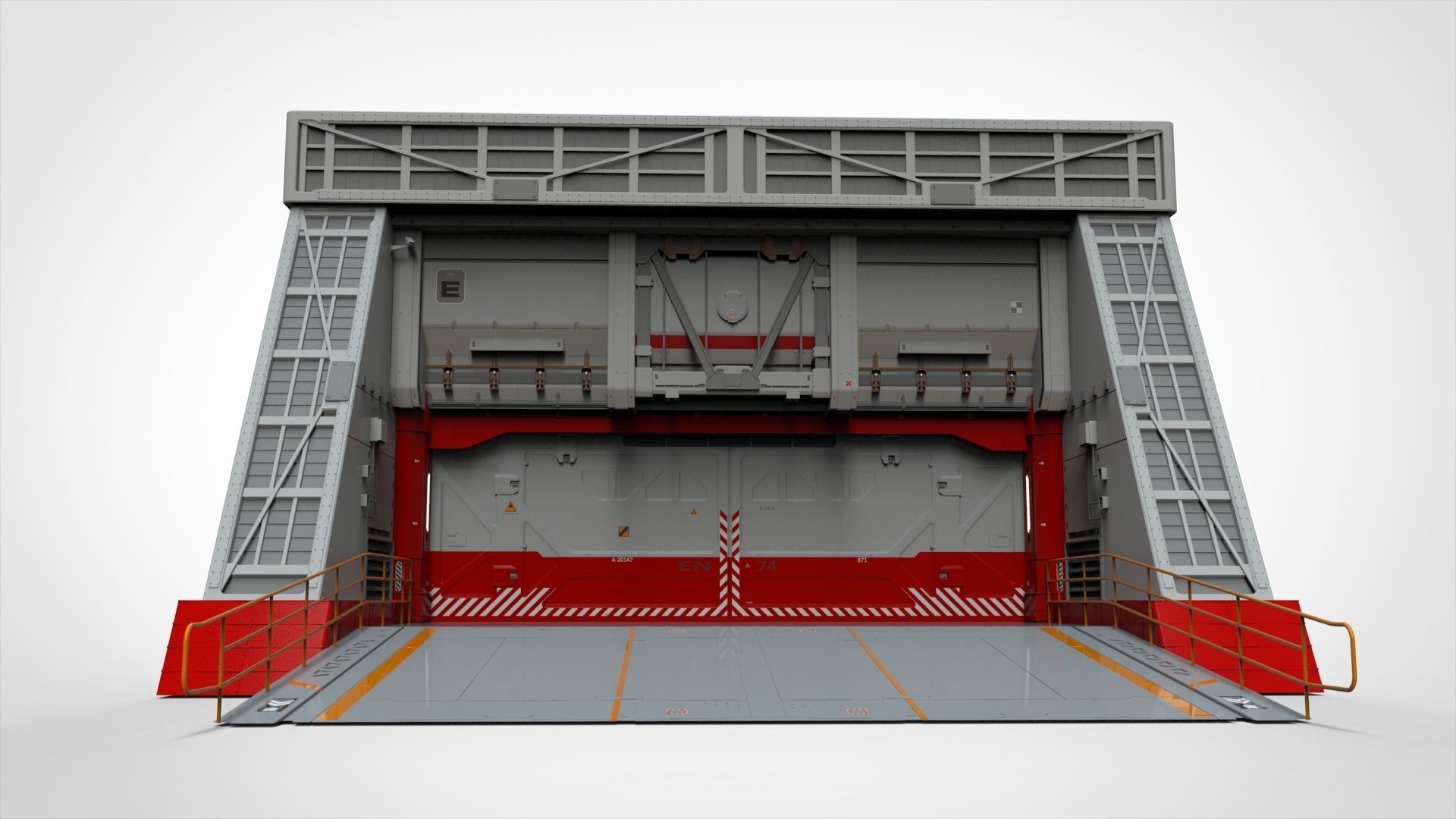 antinuclear gate with a ramp 3D model_3