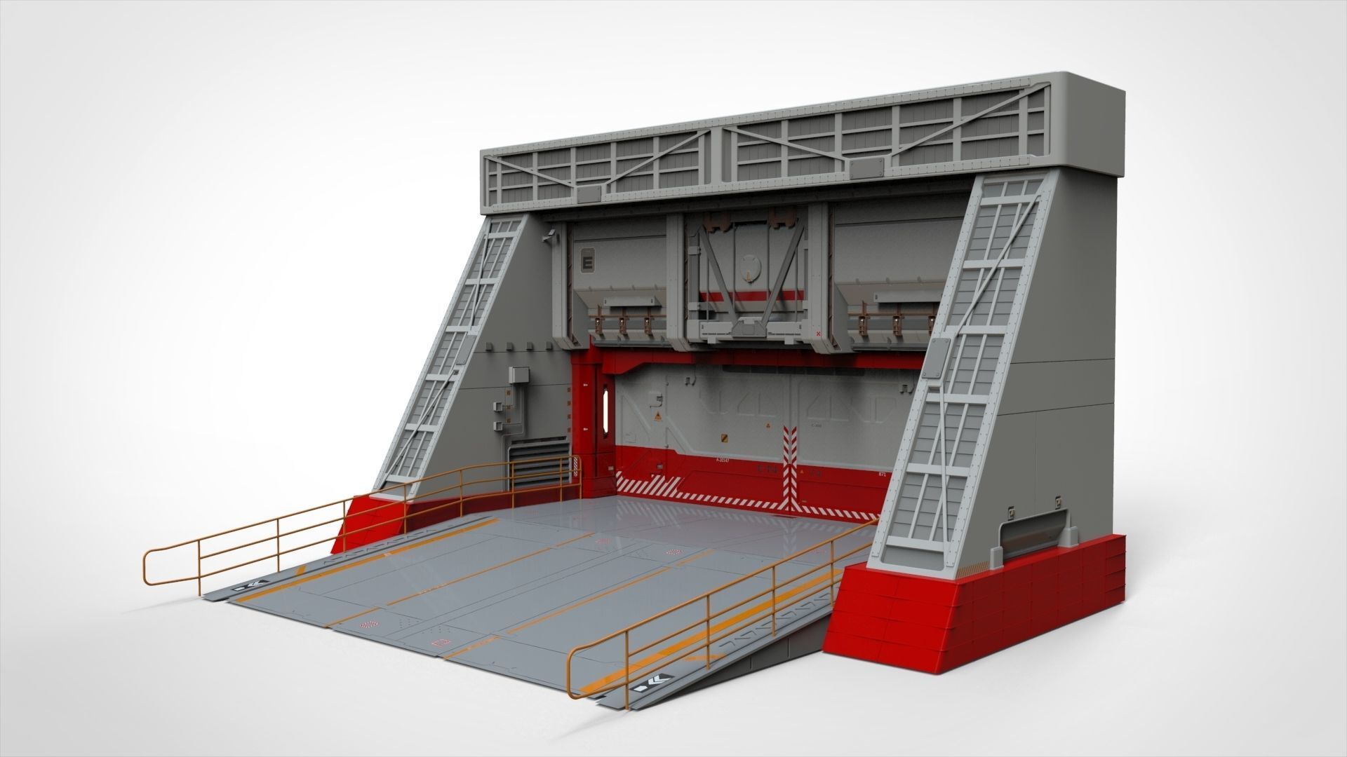 antinuclear gate with a ramp 3D model_4