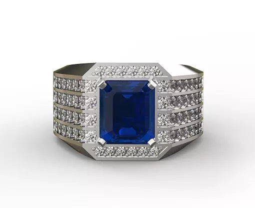 emerald cut man ring  3D print model_0