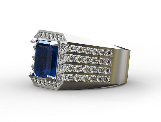 emerald cut man ring  3D print model_1