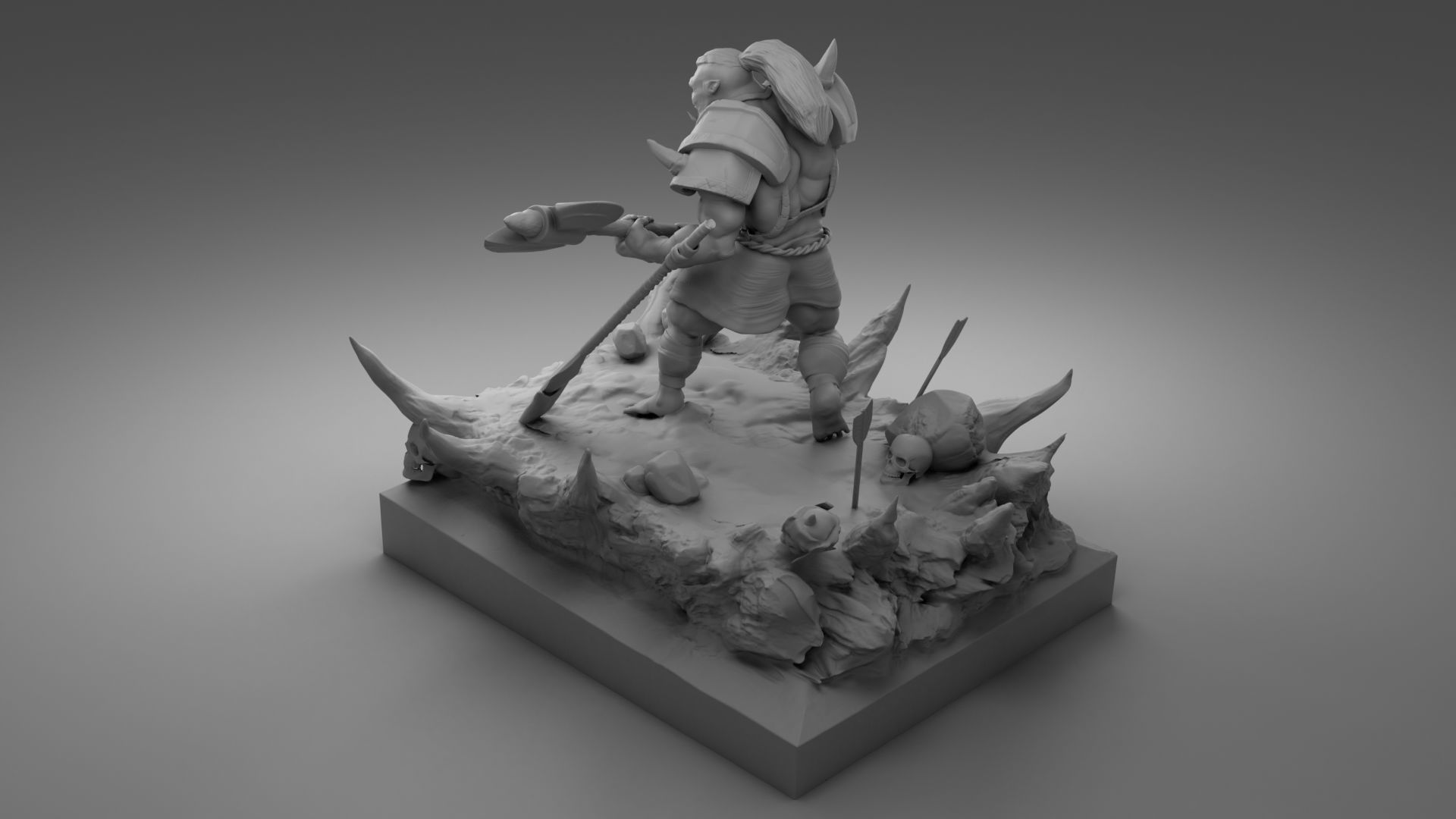 Orc with an axe 3D print model_10