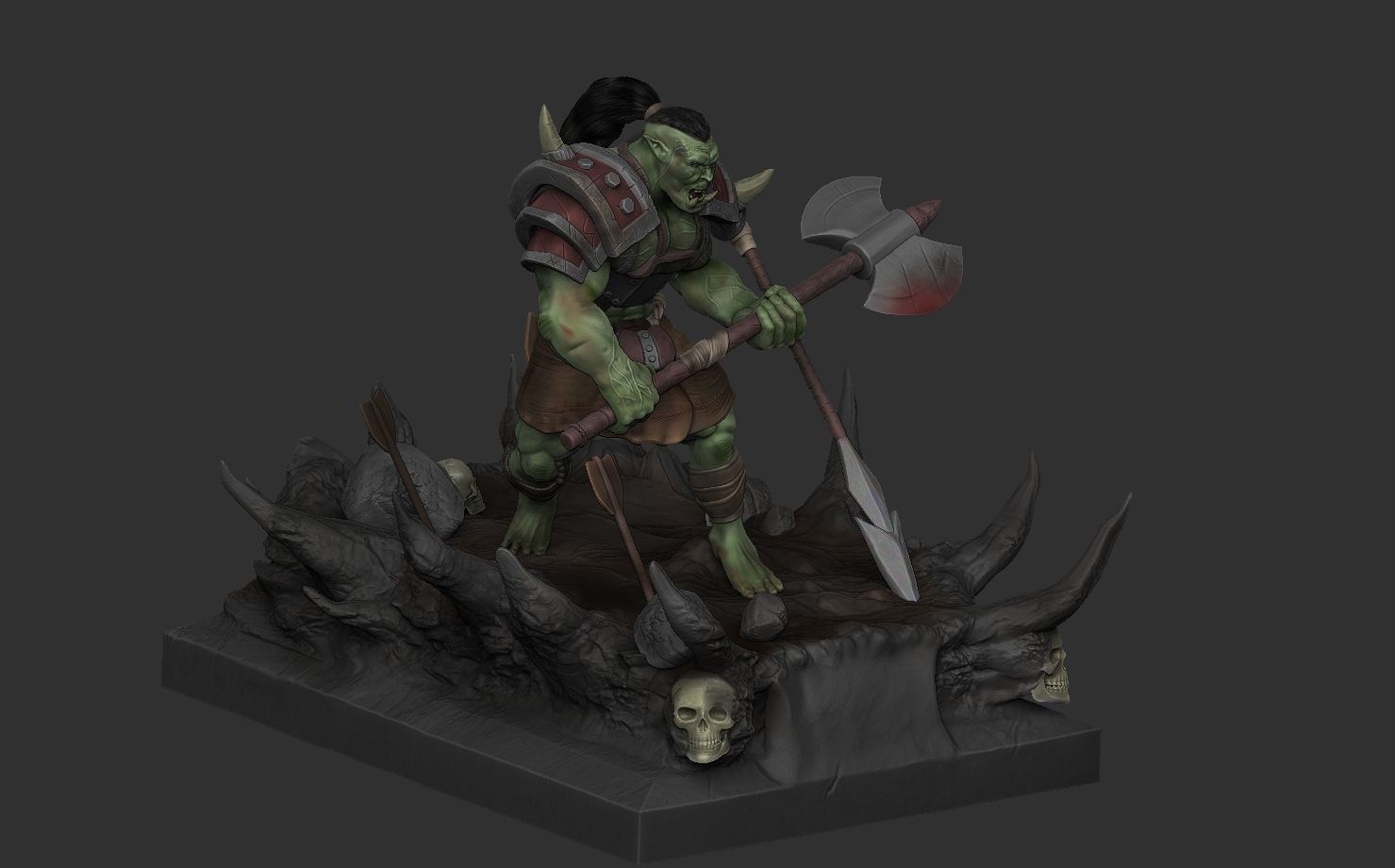 Orc with an axe 3D print model_4