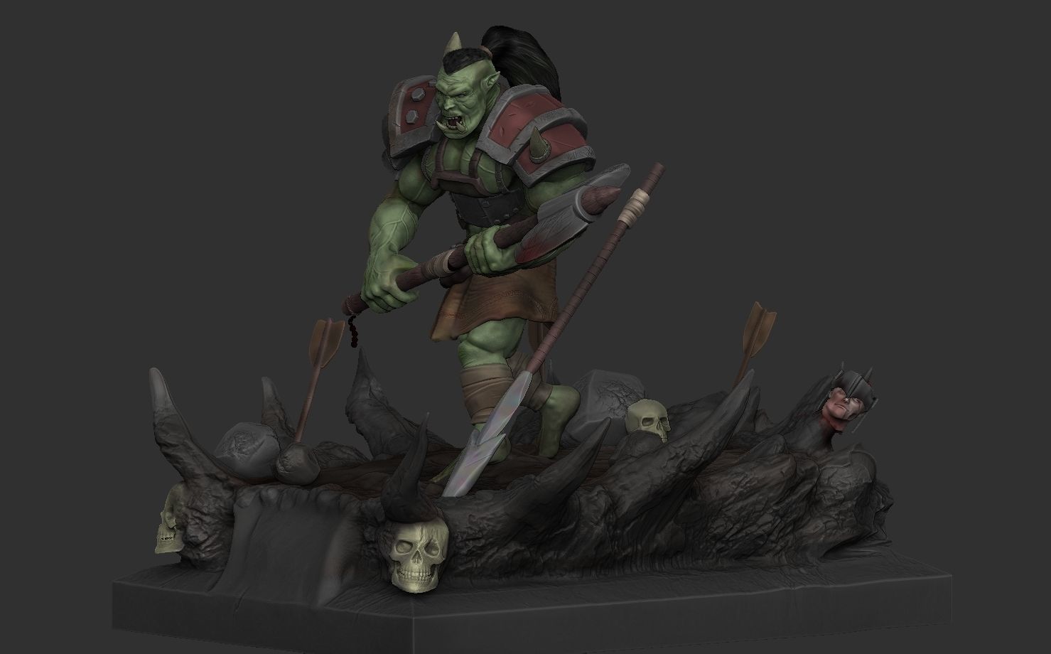 Orc with an axe 3D print model_7