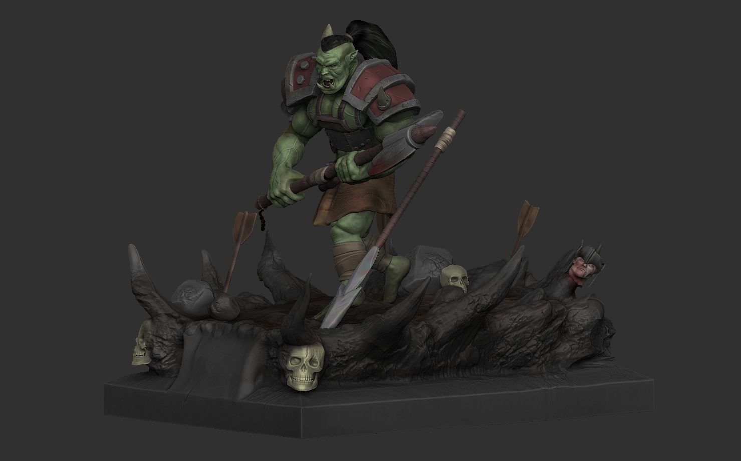 Orc with an axe 3D print model_5