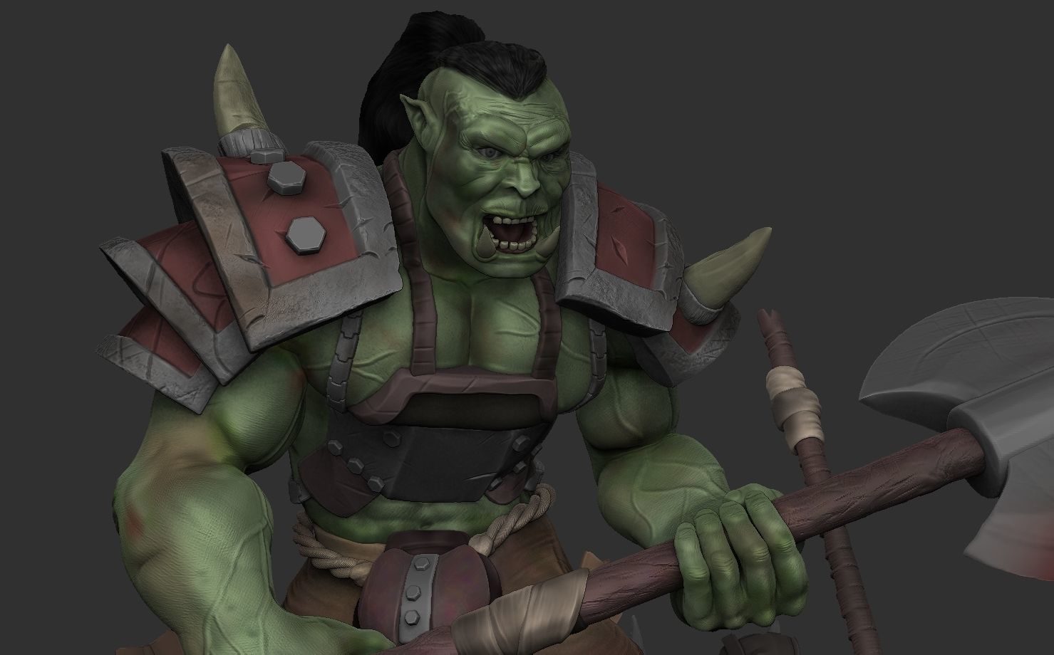 Orc with an axe 3D print model_6