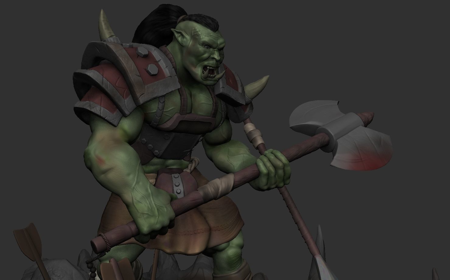 Orc with an axe 3D print model_1