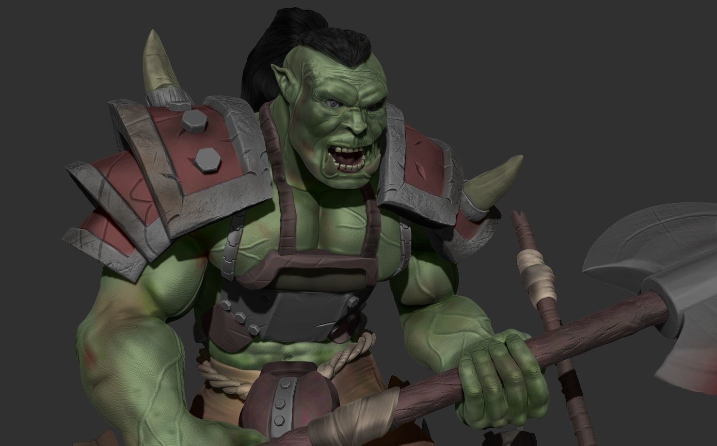 Orc with an axe 3D print model_2