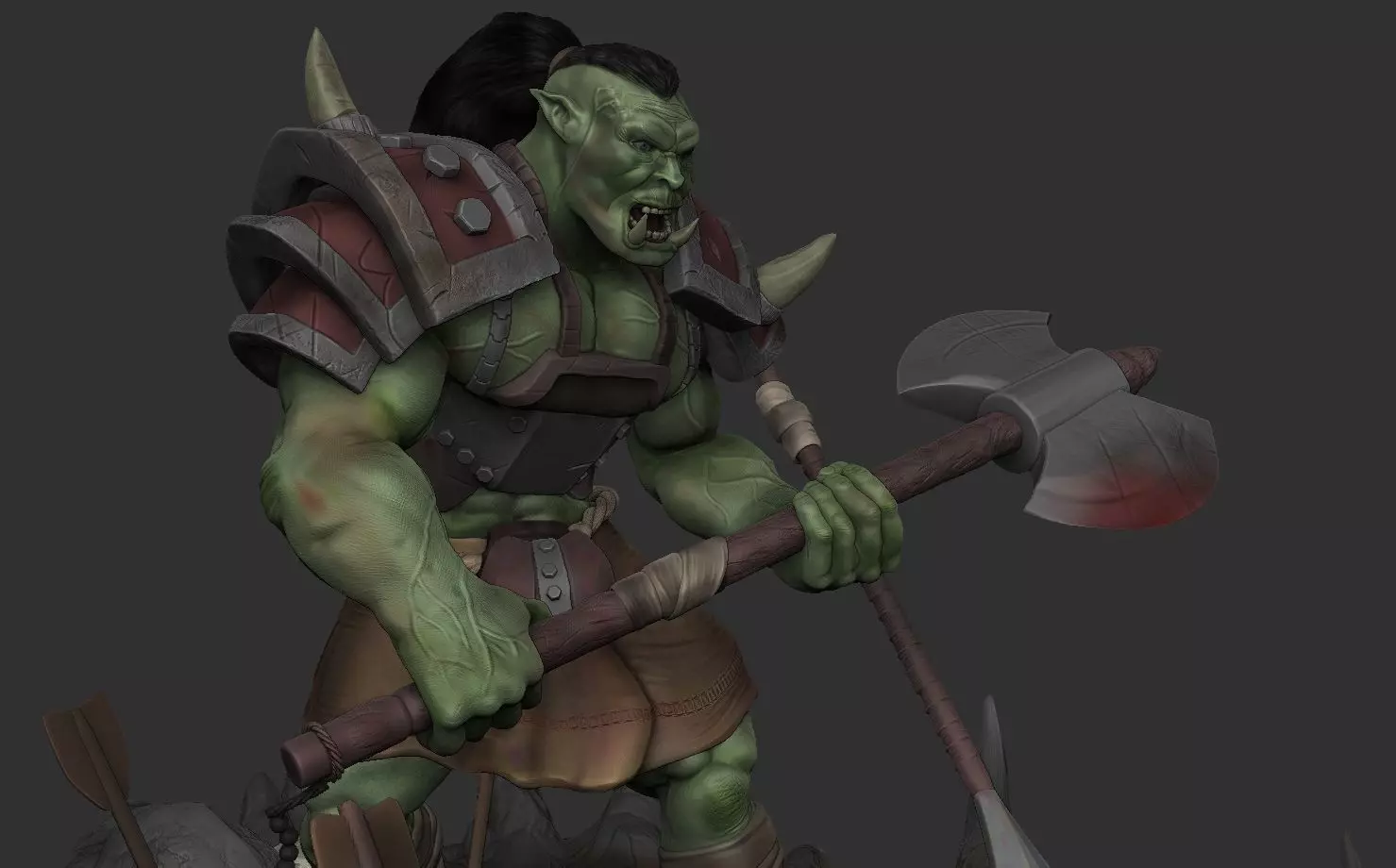 Orc with an axe 3D print model_0