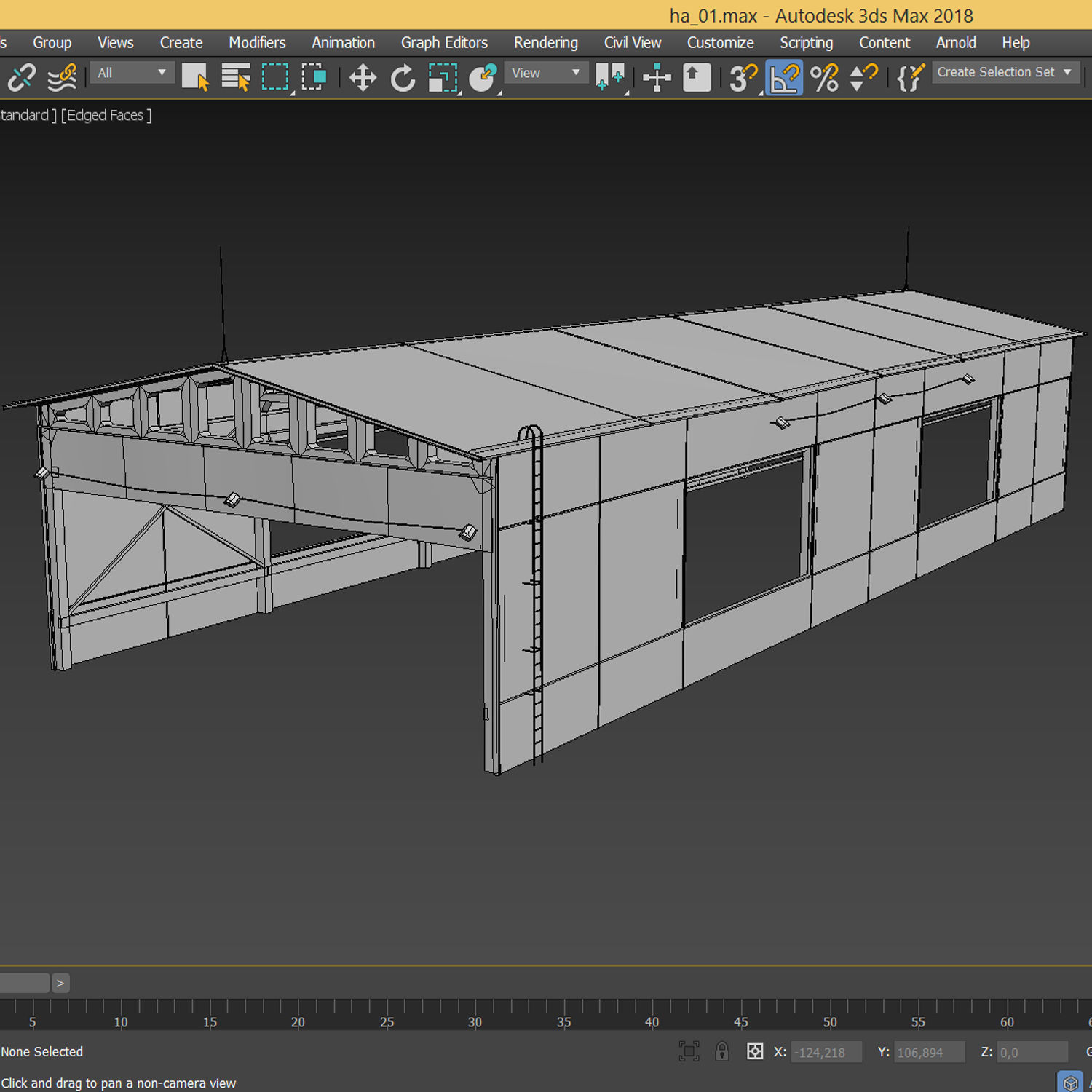 Hangar old rusty barn Low-poly 3D model_7