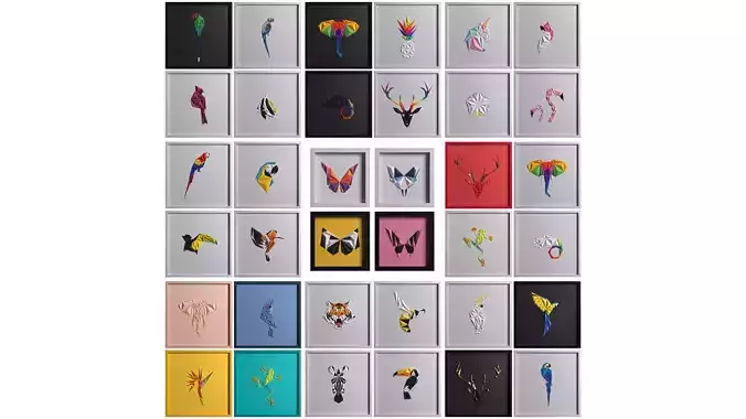 Paper Art Work 3D Model Collection