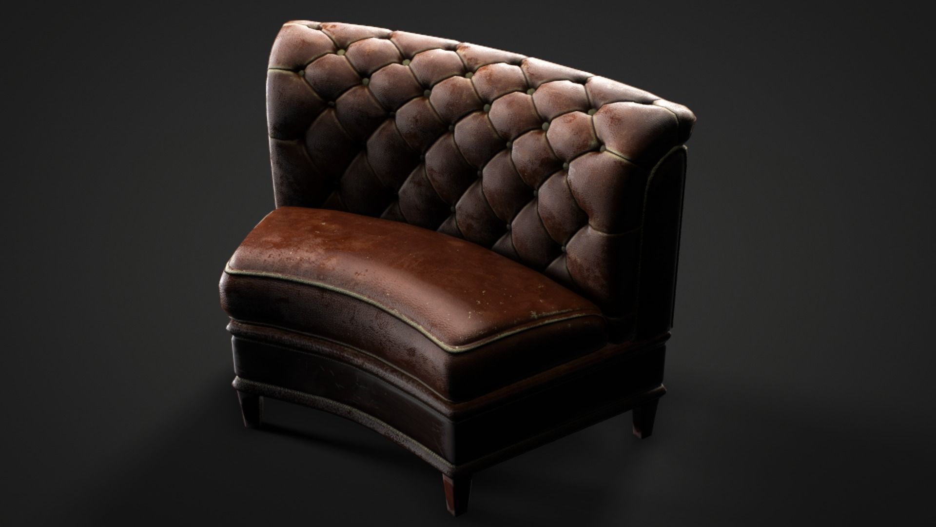Leather sofa - couch - 3D VR AR game ready Low-poly 3D model_24