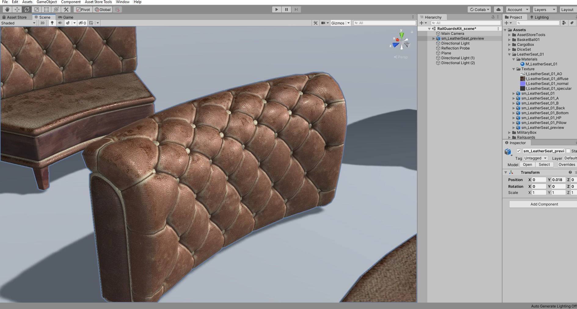 Leather sofa - couch - 3D VR AR game ready Low-poly 3D model_41