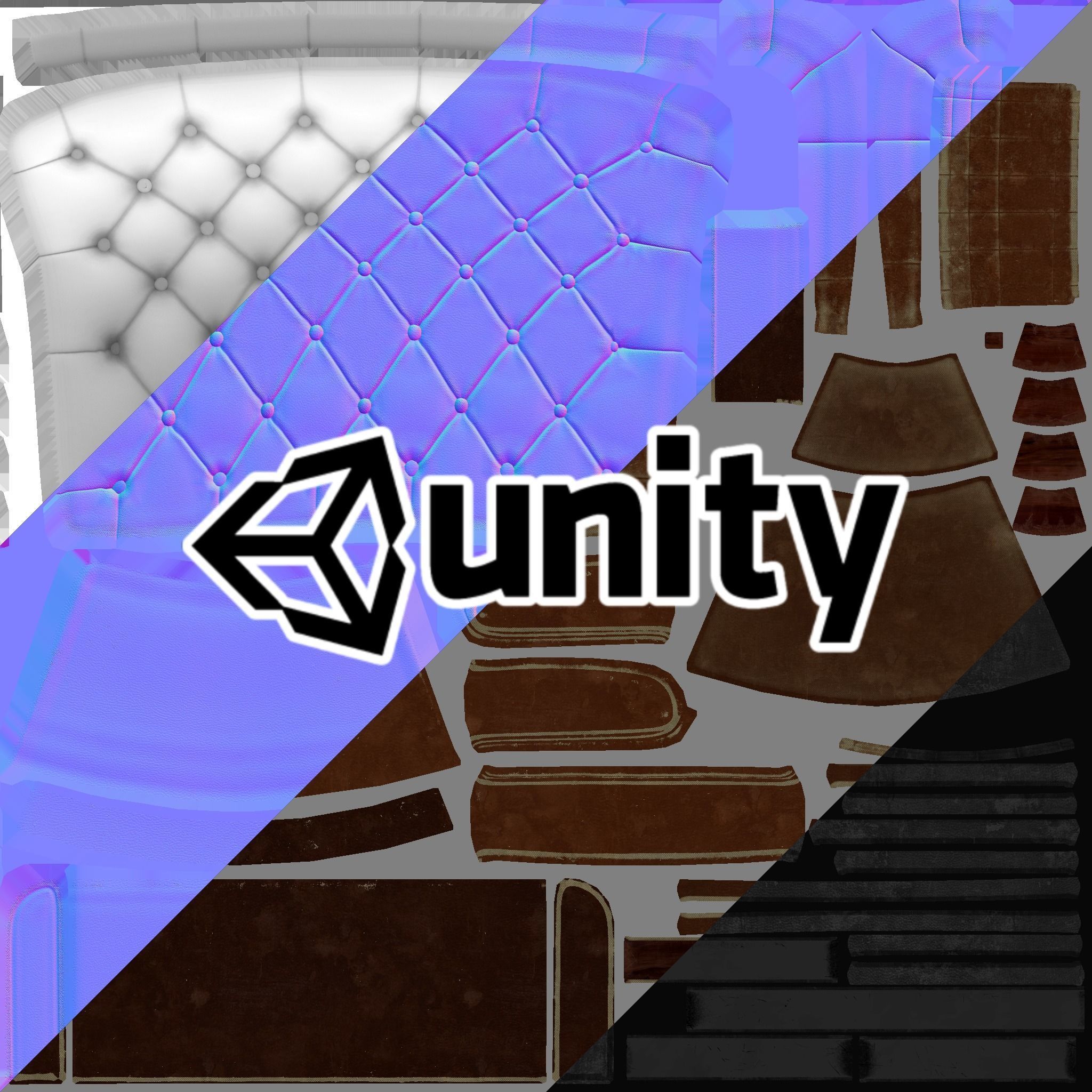 Leather sofa - couch - 3D VR AR game ready Low-poly 3D model_8