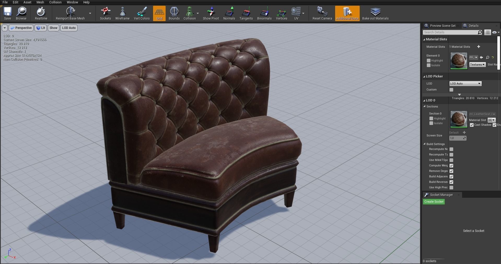 Leather sofa - couch - 3D VR AR game ready Low-poly 3D model_43