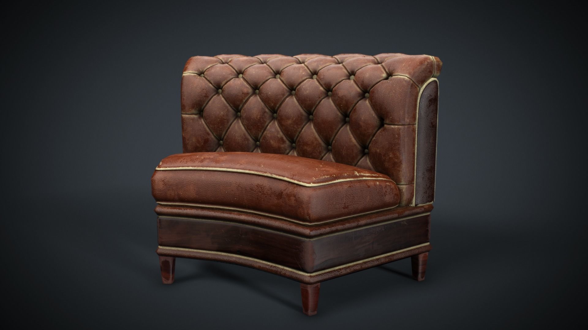 Leather sofa - couch - 3D VR AR game ready Low-poly 3D model_32
