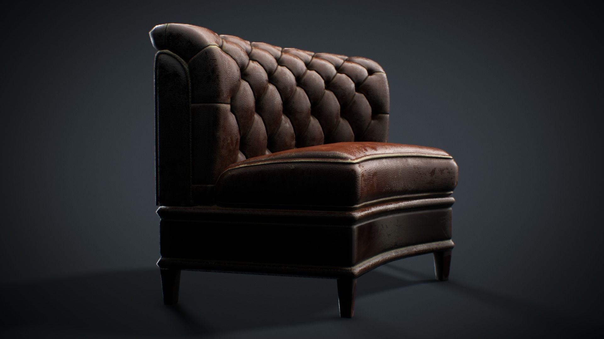 Leather sofa - couch - 3D VR AR game ready Low-poly 3D model_16