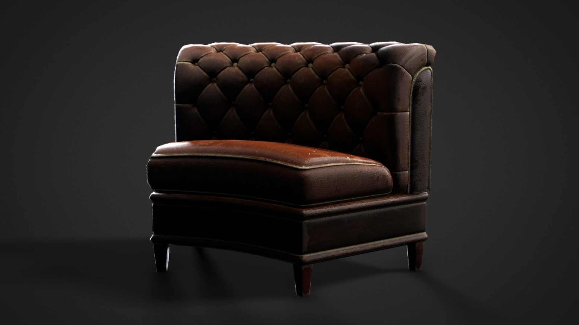 Leather sofa - couch - 3D VR AR game ready Low-poly 3D model_27