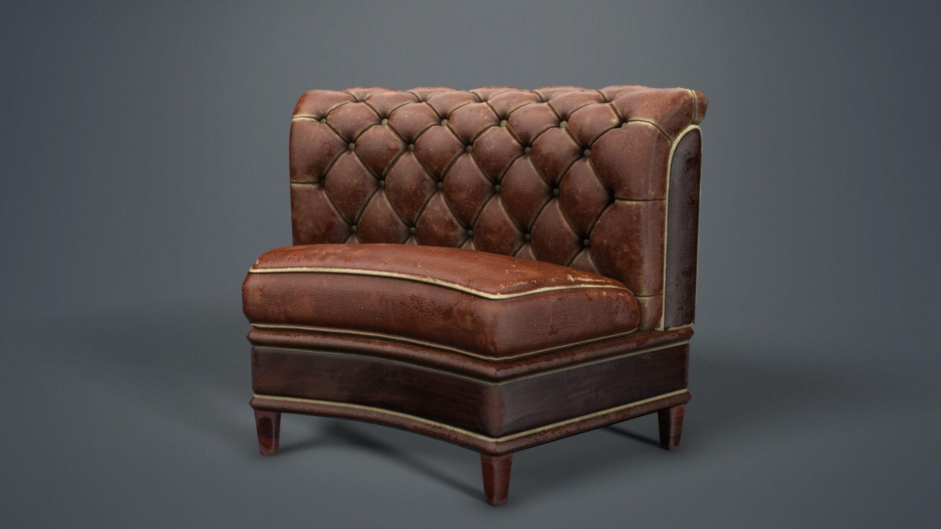 Leather sofa - couch - 3D VR AR game ready Low-poly 3D model_35
