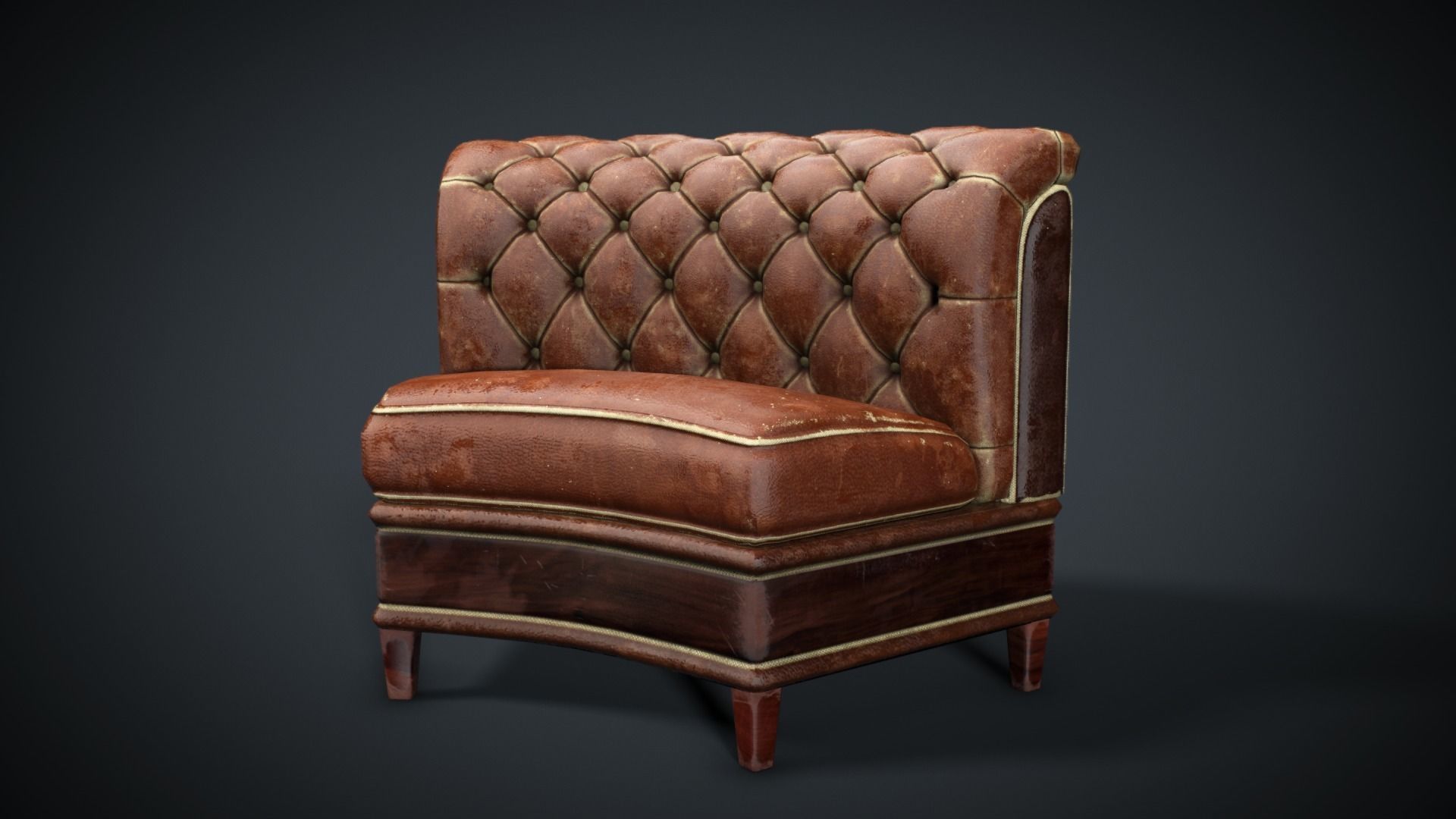 Leather sofa - couch - 3D VR AR game ready Low-poly 3D model_13