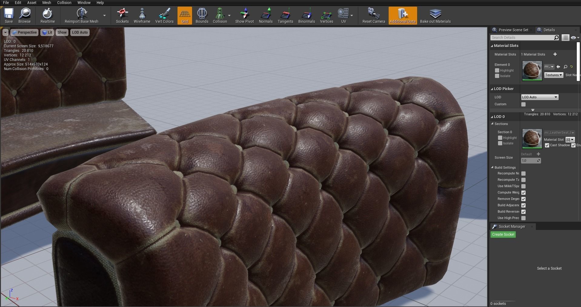 Leather sofa - couch - 3D VR AR game ready Low-poly 3D model_44