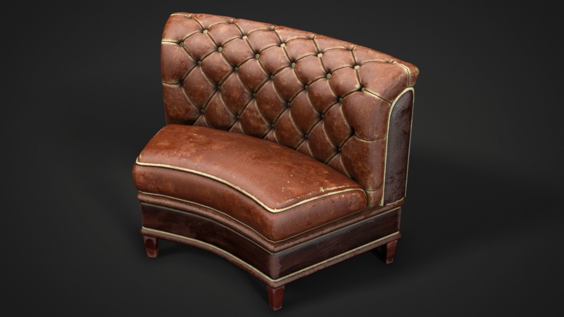 Leather sofa - couch - 3D VR AR game ready Low-poly 3D model_4