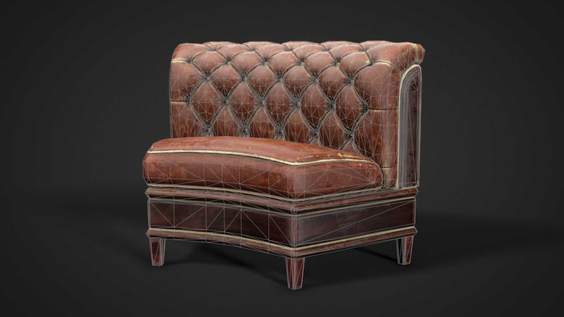 Leather sofa - couch - 3D VR AR game ready Low-poly 3D model_30