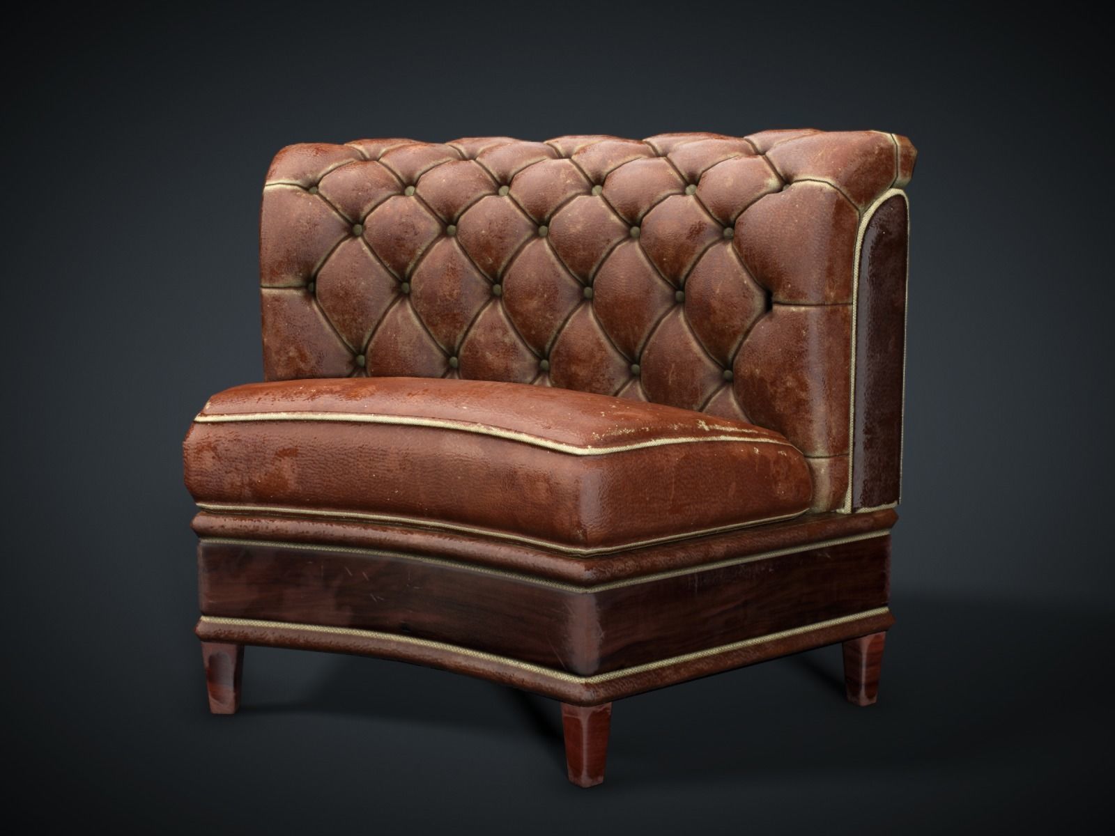 Leather sofa - couch - 3D VR AR game ready Low-poly 3D model_26