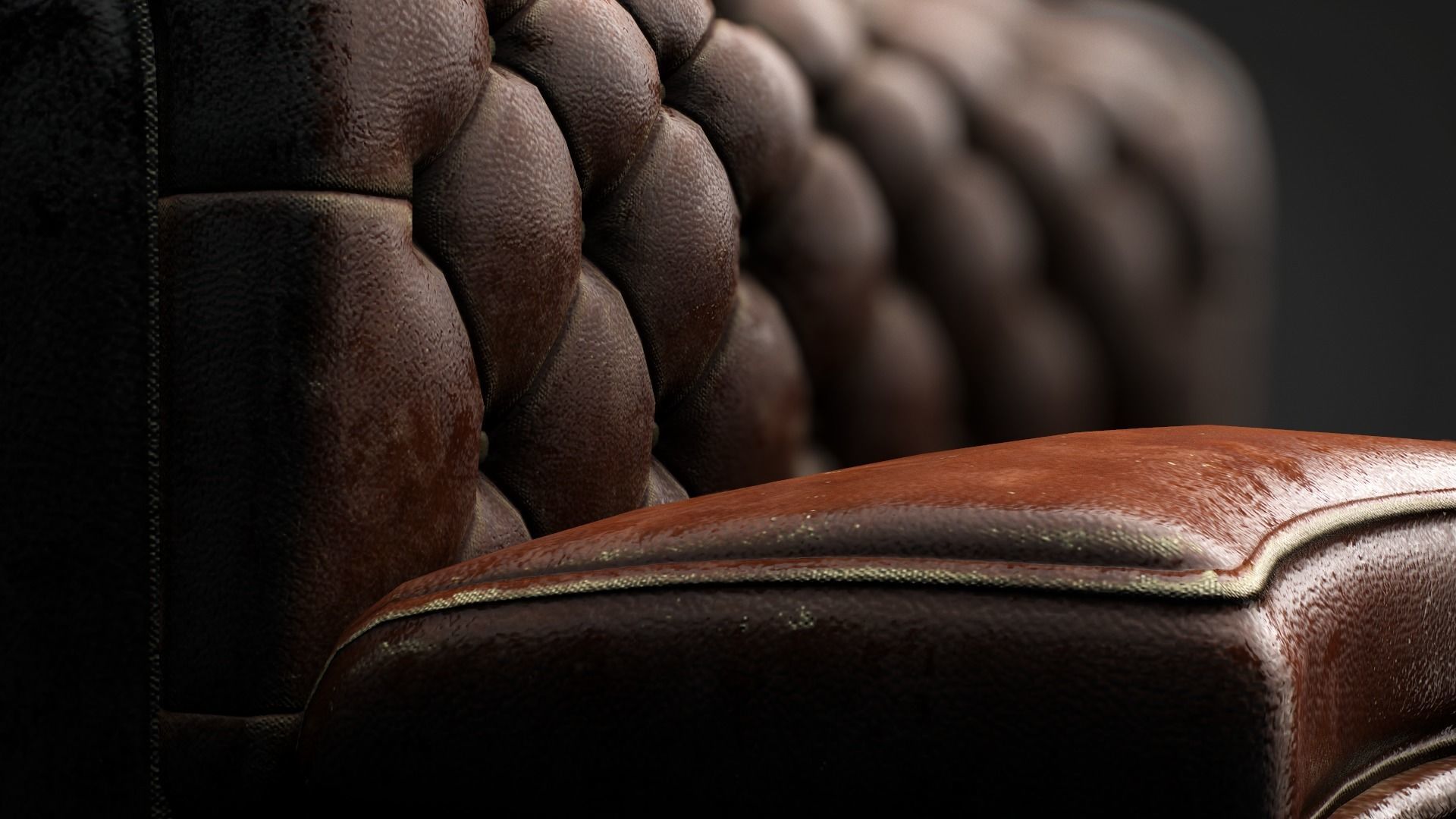 Leather sofa - couch - 3D VR AR game ready Low-poly 3D model_39