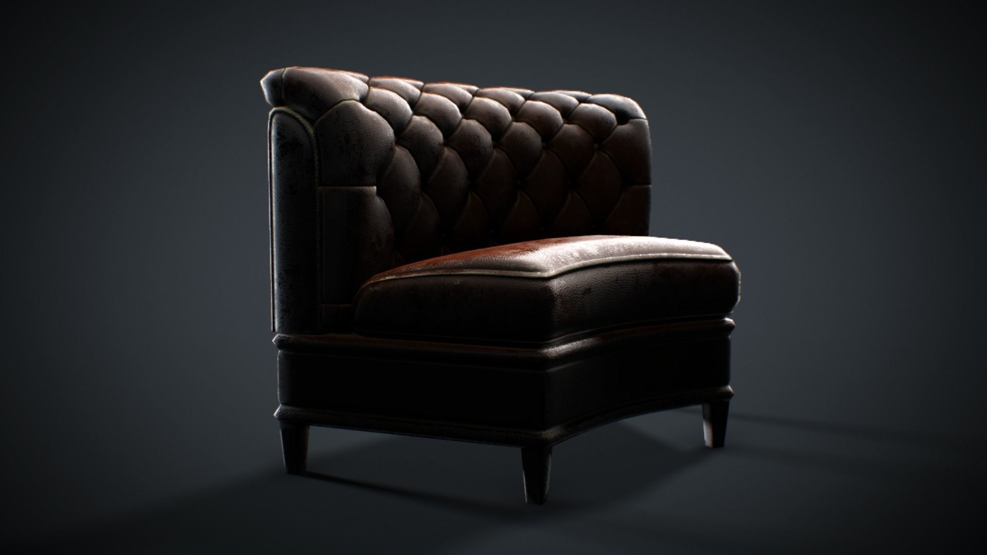 Leather sofa - couch - 3D VR AR game ready Low-poly 3D model_23