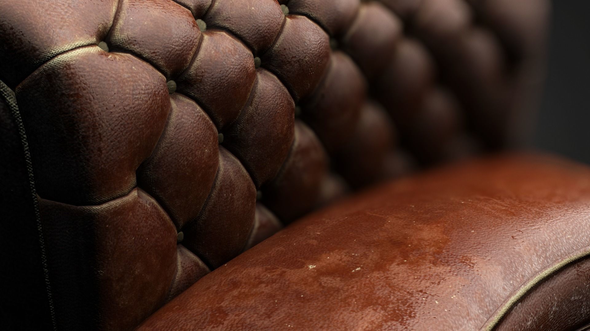 Leather sofa - couch - 3D VR AR game ready Low-poly 3D model_3