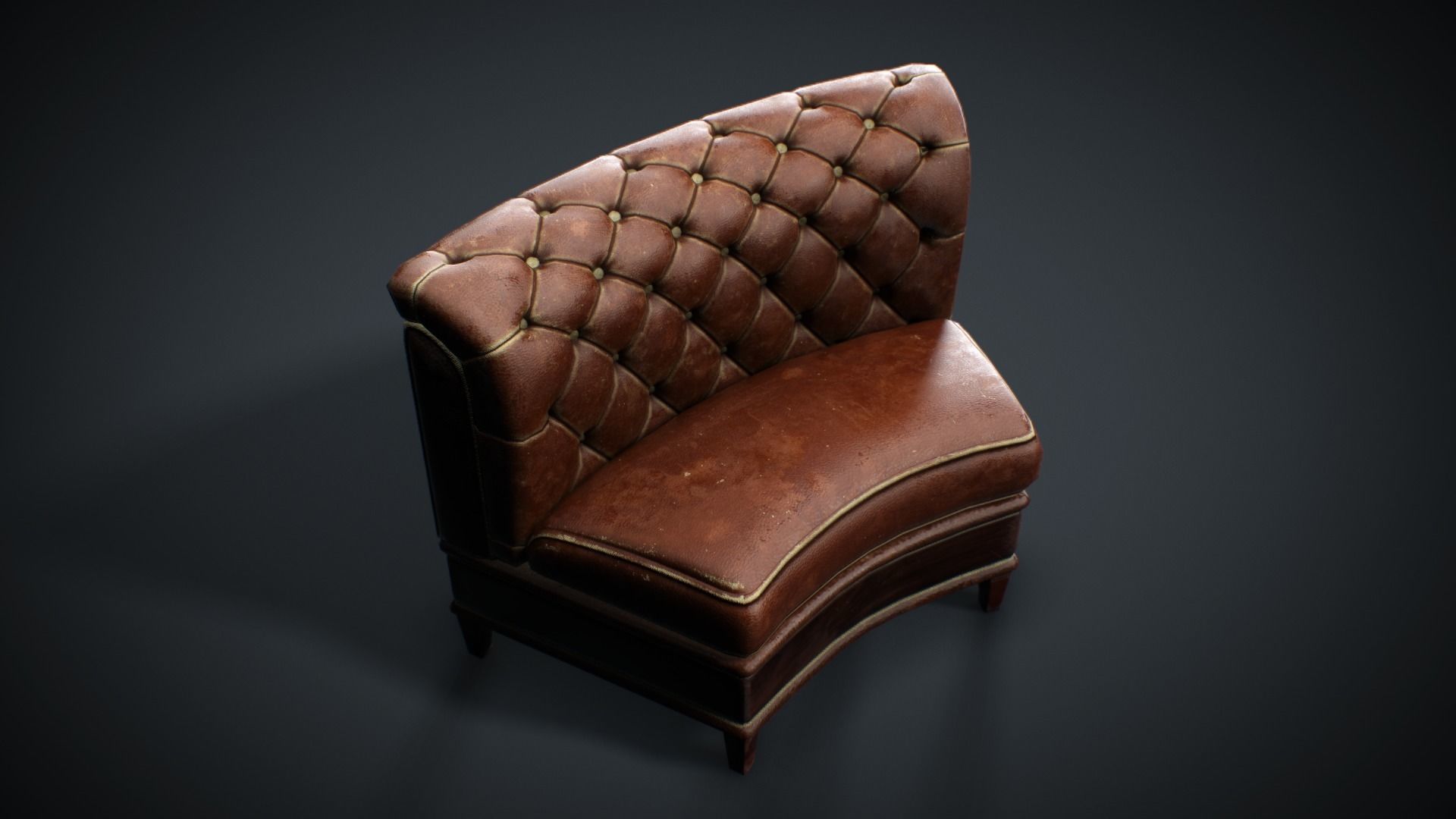 Leather sofa - couch - 3D VR AR game ready Low-poly 3D model_14