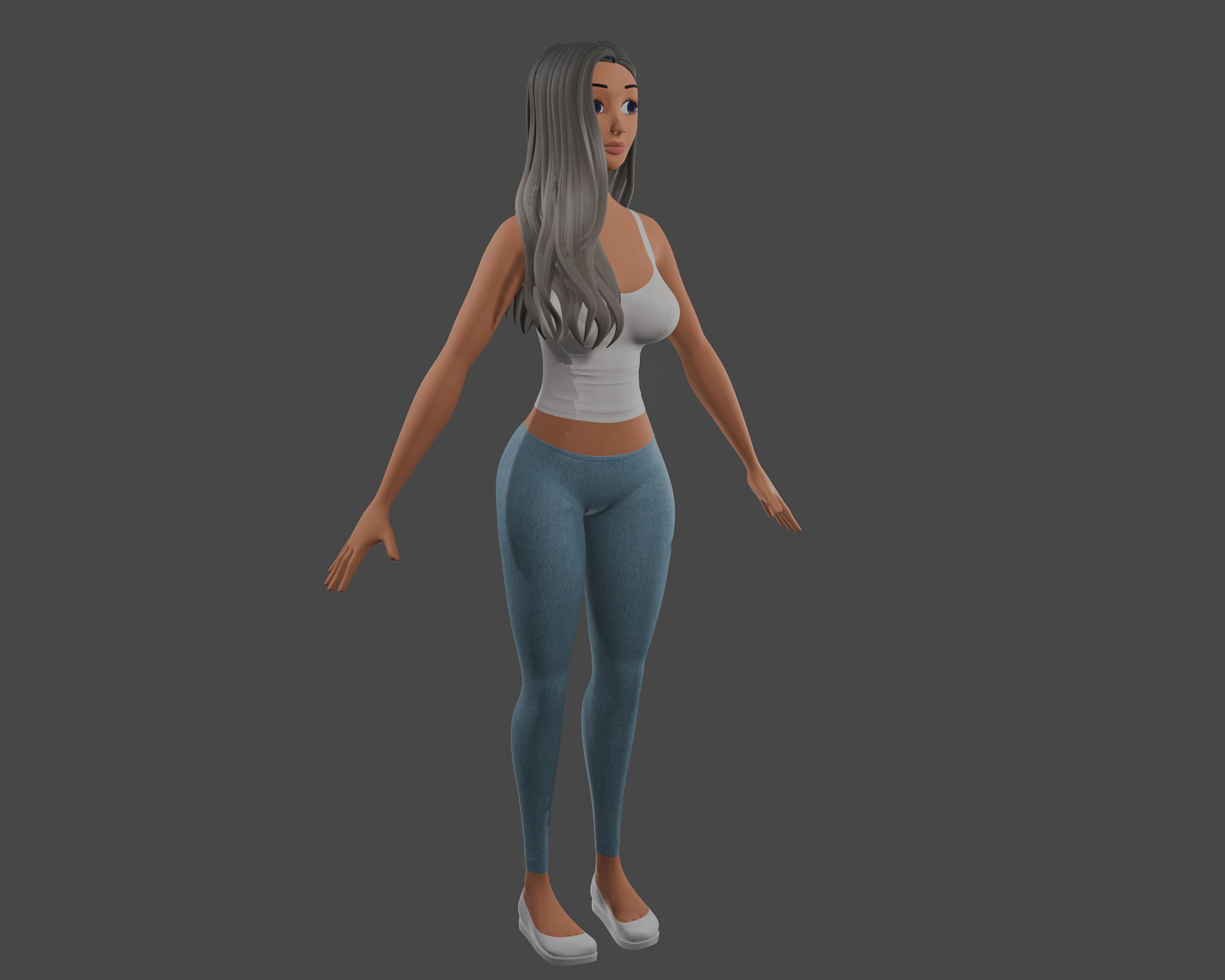 Female Cartoon Characters 3D model_2