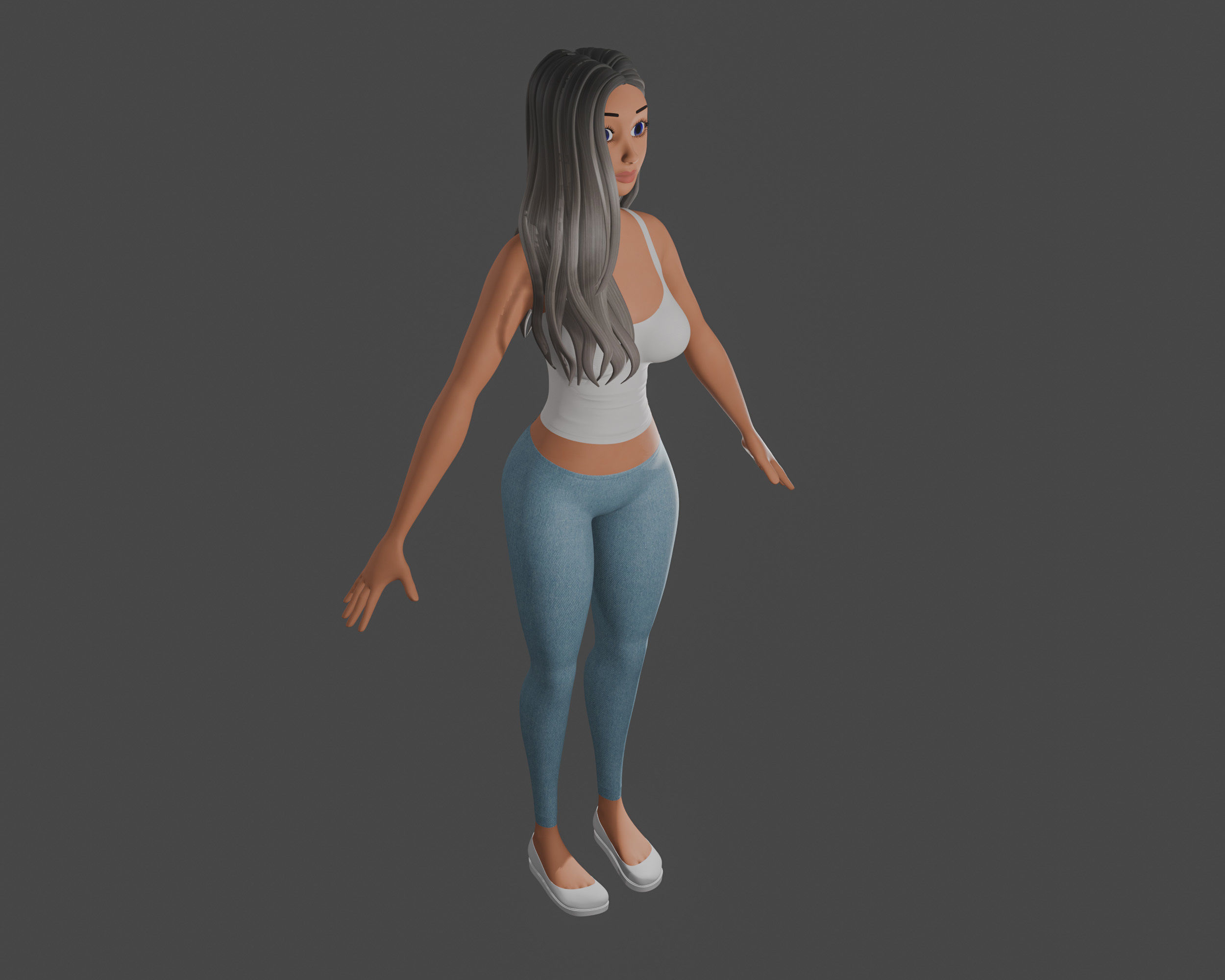 Female Cartoon Characters 3D model_4