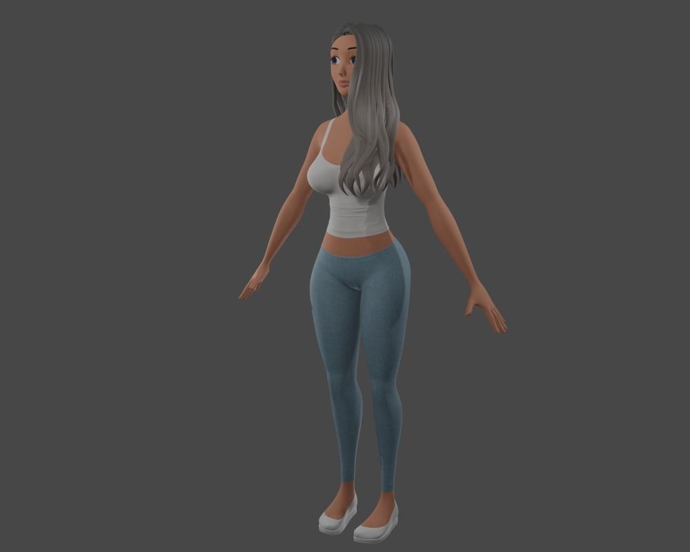 Female Cartoon Characters 3D model_7
