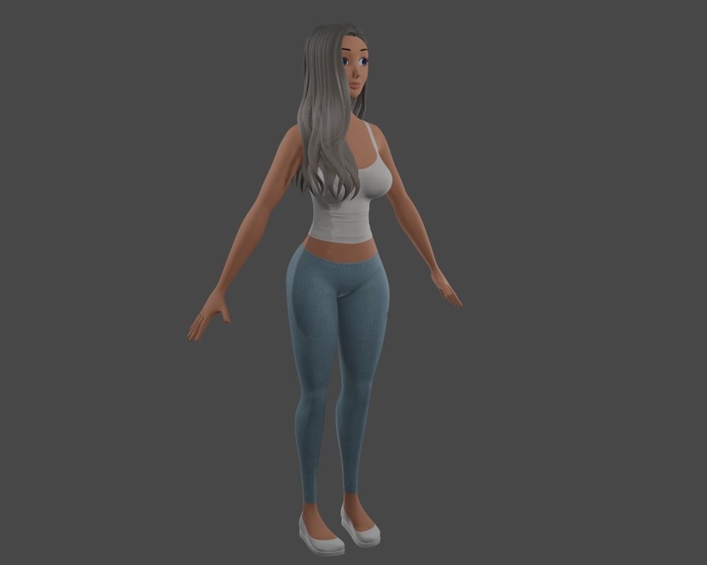 Female Cartoon Characters 3D model_6