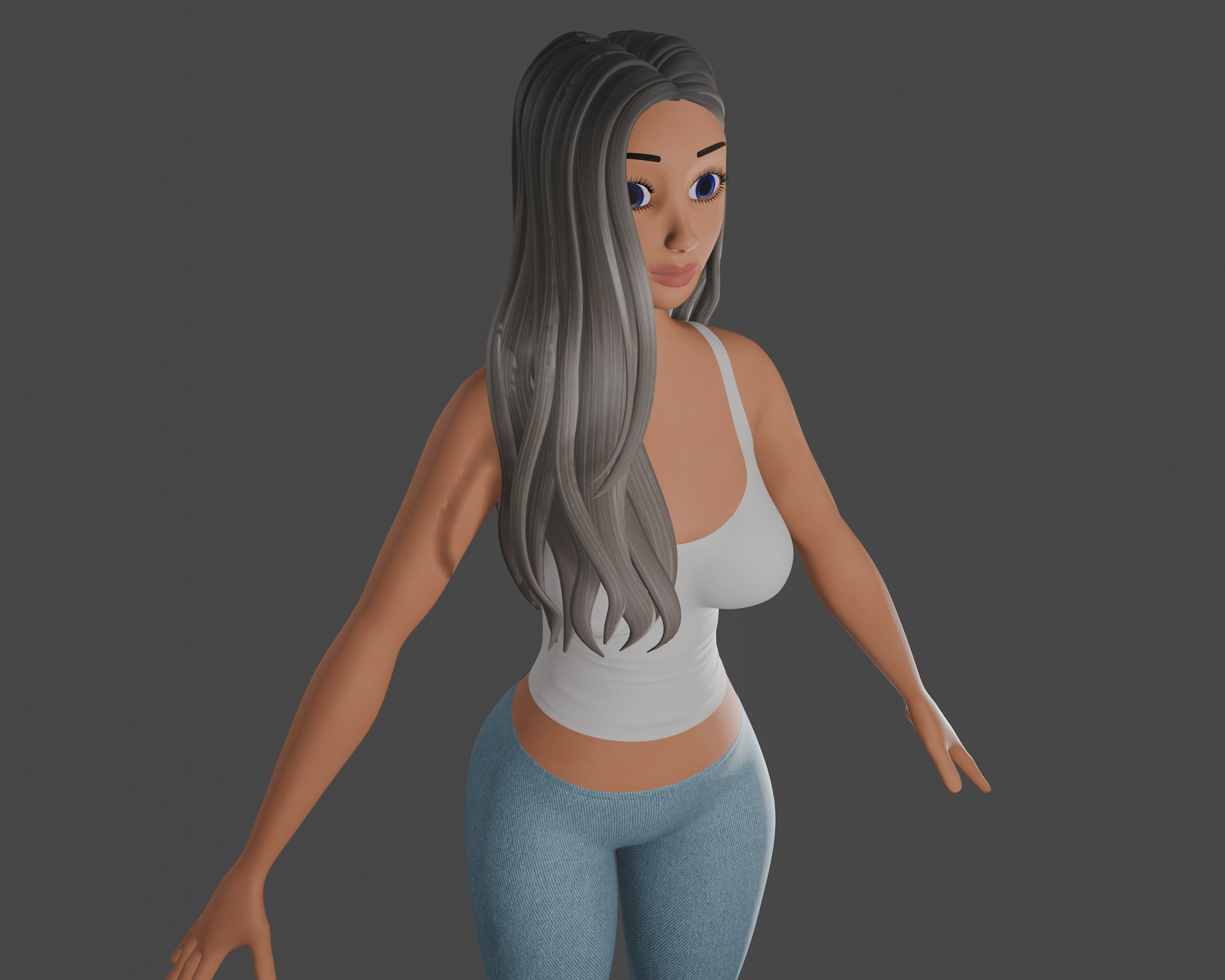 Female Cartoon Characters 3D model_5