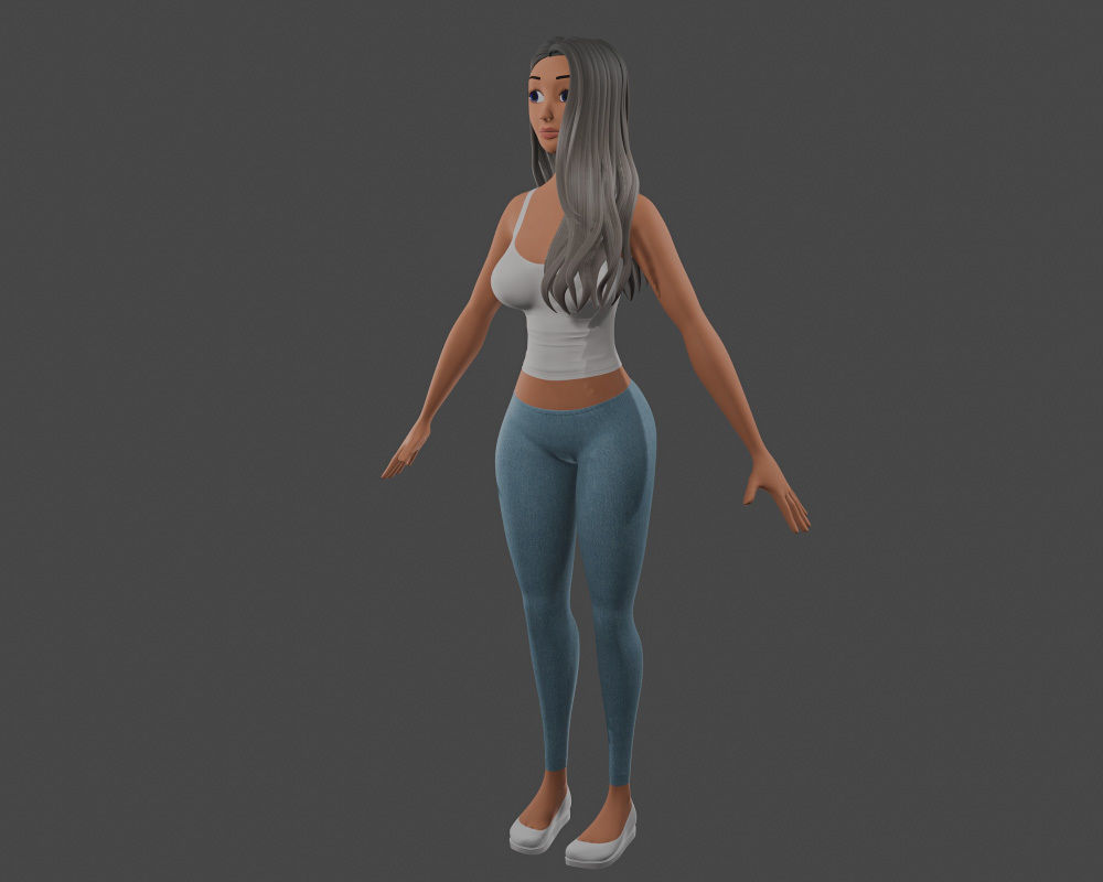 Female Cartoon Characters 3D model_3